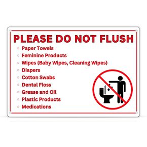 Please Do Not Flush Sign for Bathroom, 10 x 7 Inch Plastic Sign, Restaurant Supplies, Bathroom Signs, Restroom Signs for Business, Includes Adhesive Backing and Screw Holes, 1 Count