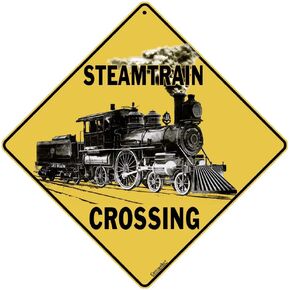 CROSSWALKS Steam Train Crossing 12" X 12" Aluminum Sign (X193)