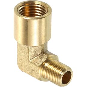 uxcell 5 Pcs 1/4 Inch Female x 1/8 Inch Male 90 Degree Elbow, Brass L Right Angle Pipe Fitting, Connector for Fluid, Gas, Fuel, Oil, 27x31mm