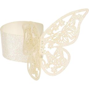 uxcell 100Pcs Butterfly Paper Napkin Rings, 3D Laser Cut Cutout Frosted Paper Napkin Holder for Weddings Party Serviette Table Decoration Restaurant (Apricot)