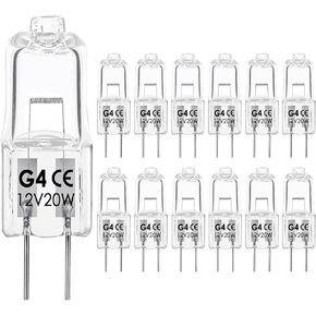 G4 Bulb,12V 20W Halogen Light Bulbs 2 Pin,G4 Light Bulbs for Under Cabinet Puck Light,Microwave,Chandeliers, Accent Lights, Track Lighting,Dimmable,Warm White,12Packs