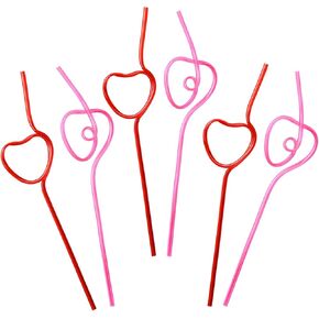 Valentine’s Day Party Supplies Straws - V-DAY Drinking Plastic Crazy Loop Straw School Favors 36Ct