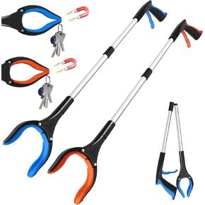 83cm/32in Grabber Reacher Tool 2-Packs Foldable Pickup Tool with Magnet & 360°Rotatable Jaw Lightweight Reacher for Senior,Baby and Your Family