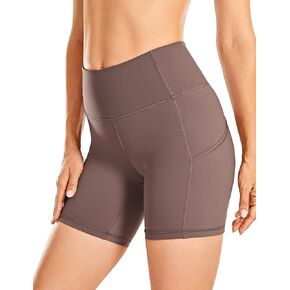 CRZ YOGA Women's Naked Feeling Light Running Shorts 6 Inches - High Waisted Gym Biker Compression Shorts with Pockets