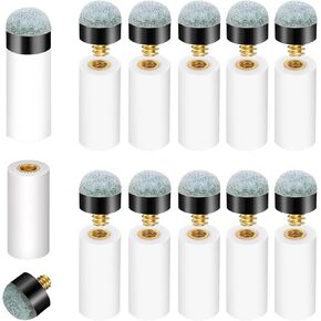 Pool Stick Tips Replacement Kit with White Pool Cue Stick Ferrules, Screw-On Billiard Cue Tips, Durable Pool Tips for Pool Sticks, 12mm Pool Cue Tips Replacement Kit, 10 Pack