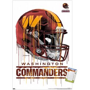 Trends International NFL Washington Commanders - Drip Helmet 22 Wall Poster, 22.375" x 34", Poster & Mount Bundle