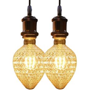 Vintage Edison LED Bulbs, Strawberry Shaped Light Bulbs 4W G30 E26 Base 2200K Warm White Amber Glass, Decorative Led Bulbs Dimmable Suitable for Chandelier Wall Lamp, Pack of 2