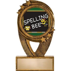 Crown Awards Gold Spelling Bee Trophies, 5" H Resin Spelling Bee Trophy, Engraving Included Prime