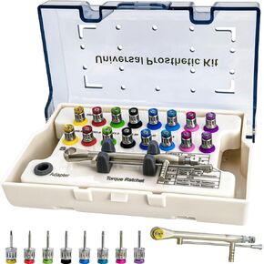 Universal Implant Torque Wrench Kit, 10-70NCM Ratchet Drivers with 16 Screwdriver Attachments for Precision Repair