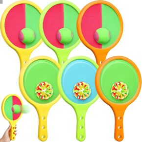 Toss Catch Ball Toys Set, 6 Rackets and 6 Balls, Outdoor Game Set, Outside Toys Snow Games Beach Pool Backyard Games Activities for 3-8 Years Old Boys and Girls Stocking Stuffers Birthday