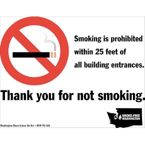 ZING 1866S No Smoking Label, Recycled Polystyrene Self-Adhesive, Washington, 5" Height x 7" Width (Pack of 2)