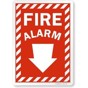 SmartSign-S-1564-PL-14 "Fire Alarm" Sign With Down Arrow | 10" x 14" Plastic