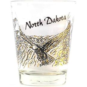 North Dakota Wilderness Eagle Wolf Deer Shot Glass