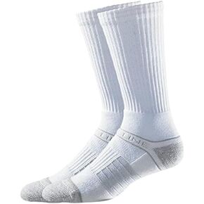 Strideline Basic Crew Socks | Quad-Ply Yarn Padding, Direct Compression and Zoned Cushioning, 1 Pack (White, Small)