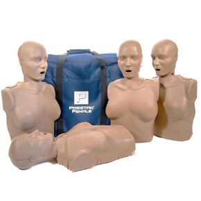 PRESTAN Professional Adult Female Manikin with CPR Feedback, 4-Pack (Dark Skin); Includes 50 Adult Face-Shield/Lung-Bags, Carry Bag and Instructions