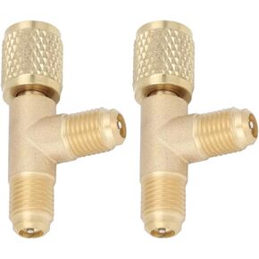 2pcs 1/4in Valve Tee Adapter Quick Coupler Tee Adapter Brass Refrigerant Tee Adapter HAVC Quick Coupler Tee Adapter