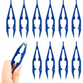 10PCS Plastic Fuse Beads Tweezers, Blue Plastic Tweezers for Handmake Beads Crafts for Kids, Bead Tweezers & Craft Tweezers for Bead Making Family School Beading Project Home Classroom