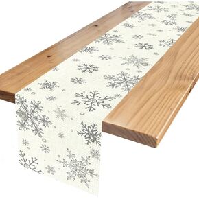 عداء طاولة عيد الميلاد عداء الثلج الجدول عداء لزخارف طاولة عيد الميلاد الشتوية (أبيض ، 90 × 13 بوصة) in Kuwait