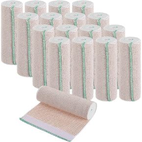 16 Pack Elastic Bandage Wrap 6 Inch Compression Bandage Wrap with Self Closure on Both Ends Bandage Wrap Rolls for Legs, Knees, Ankles, Wrists, Elbows, Shoulders, Athletic Stretchable Bandage Wrap