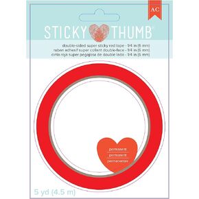 American Crafts 340263 Sticky Thumb Redtape 5YD, 0.25" x 5 yd. 25" X5yd