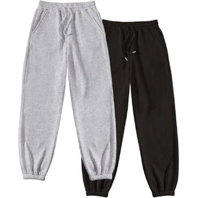 WDIRARA Women's 2 Pack Drawstring Waist Sweatpants Athletic Workout Joggers with Pockets