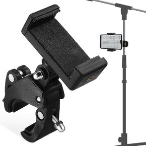 DOITOOL Mic Stand Phone Holder: Flexible Phone Holder for Microphone Stand, Adjustable Phone Mount for Music Boom Mic Microphone Stand, Music Stand Phone Holder with Clamp for All Smartphones