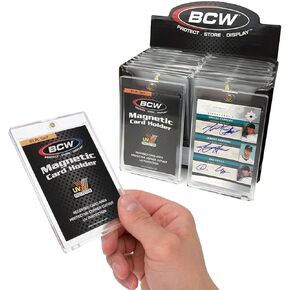 BCW Magnetic Card Holder - 55 PT Thickness - 1 ct | Protective Display Card Case with Secure Gold Magnet Closure | UV Protection, Quick Access Design for Sports, Gaming, and Collectible Cards