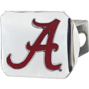 University of Alabama NCAA Chrome Metal Hitch Cover by FANMATS - Unique 3D Color Team Logo Molded Design – Easy Installation on Truck, SUV, Car or ATV - Ideal Crimson Tide Gift for Student/Alumni/Fan