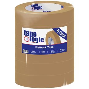 BOX USA BT94553006PK Brown Tape Logic #5300 Flatback Tape, Kraft, 60 yd. Length, 1" Width (Pack of 6)