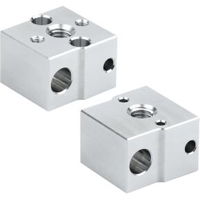 POLISI3D 2-Pack Aluminum Block Hotend Heaterblock Compatible with Creality Ender 3 V3 SE, Ender 5 S1, Ender 7 3D Printer Hotend Replacement Accessories (Heating Block)