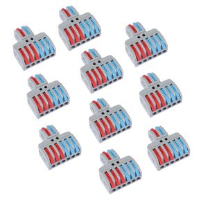 10Pcs Lever Wire Nut Connectors Conductor Compact Quick Wiring,Push in Terminal Wire Connector,LT-623(2 in 6 Out)