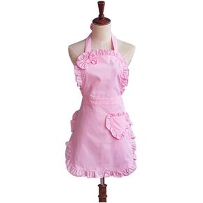 Cute Girls Bowknot Lady's Kitchen Restaurant Women's Cake Apron Fashion Funny Aprons for Christmas Gift (Pink)
