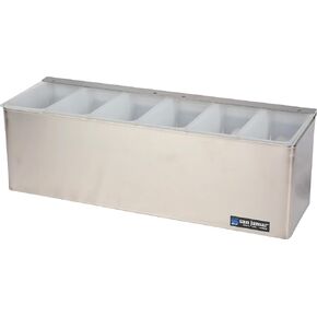 San Jamar Ez-Chill Garnish Center Condiment Holder with Hinged Lid for Kitchen, Bar, And Restaurants, Stainless Steel, 6 Pints, Silver