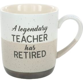 Pavilion Gift Company Retire From Being-15oz Speckled Stoneware Coffee Cup Mug, 15 oz, Beige