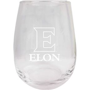 Elon University Etched Stemless Wine Glass 15 oz 2-Pack Officially Licensed Collegiate Product