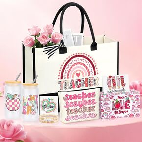 JoycuFF Teacher Valentine's Day Gifts, Teacher Appreciation Gifts for Women, Christmas Thank You Gifts for Teachers from Student, Thanksgiving Back To School Teacher Gift Ideas Basket Set of 5