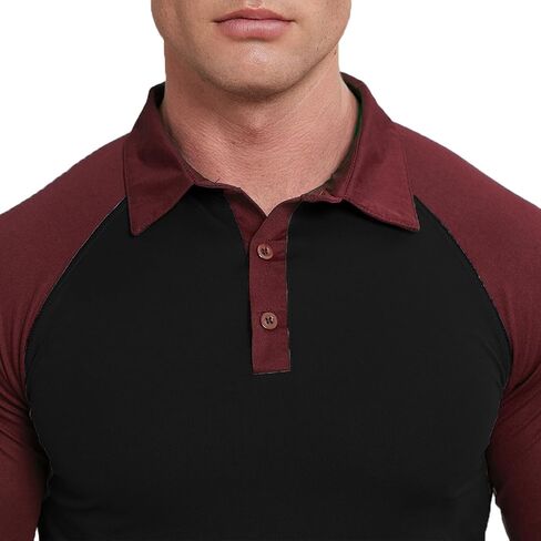 Men's Polo Shirt Long Sleeve Quick Dry American Flag Print Graphic Split Color Golf Shirt for Sport in Saudi Arabia