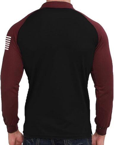 Men's Polo Shirt Long Sleeve Quick Dry American Flag Print Graphic Split Color Golf Shirt for Sport in Saudi Arabia