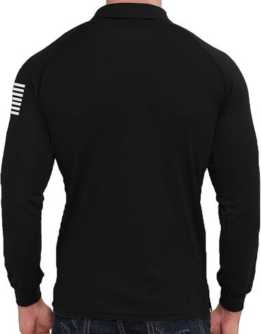 Men's Polo Shirt Long Sleeve Quick Dry American Flag Print Graphic Split Color Golf Shirt for Sport in Saudi Arabia