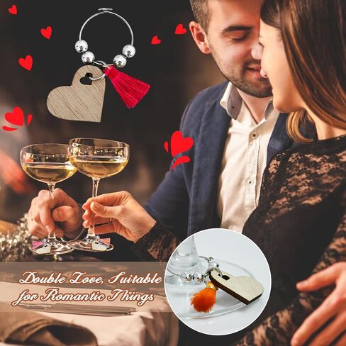 30pcs سحر زجاجي نبيذ على شكل قلب ، علامات الشراب لعيد الميلاد ، عيد الشكر ، حفل زفاف ، حفلات أعياد الميلاد in Saudi Arabia