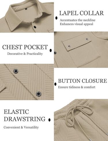 URRU Men's 2 Piece Outfits Summer Short Sets Casual Short Sleeve Button Up Shirt and Short Set in Saudi Arabia