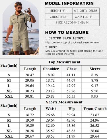 URRU Men's 2 Piece Outfits Summer Short Sets Casual Short Sleeve Button Up Shirt and Short Set in Saudi Arabia
