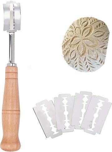 أداة عرجاء الخبز مع 5 شفرات بديلة وغطاء واقعي للجلد ، وأداة تسجيل العجين عرجاء الخبز لمحترفي خبز العجين المخمر in Kuwait