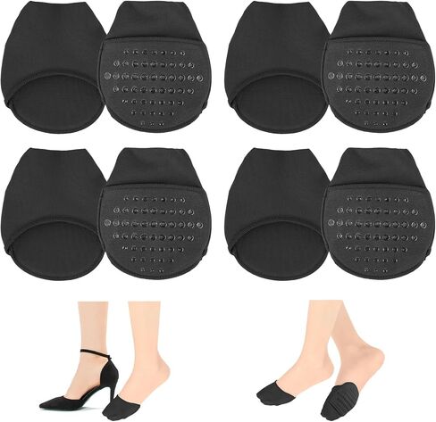 4 Pairs Ball of Foot Cushion Socks, Women's Toe Cover with Padding, Toe Topper Socks, No Show Liner Socks, Pads Covers, Forefoot Pads, Half Socks with Non Skid Bottom Sponge Cushions in Kuwait