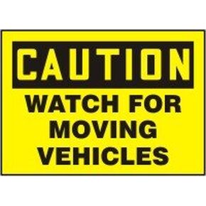 Accuform "Caution Watch for Moving Vehicles" Safety Sign, Adhesive Dura-Vinyl, 7 x 10 Inches (MVHR682XV)