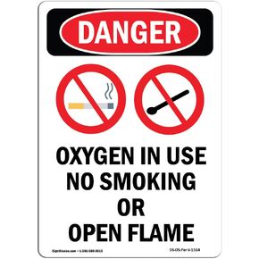 OSHA Danger Sign - Oxygen in Use No Smoking | Decal | Protect Your Business, Construction Site, Warehouse & Shop Area | Made in The USA