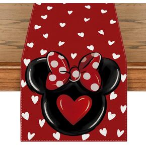 Linen Watercolor Valentines Day Table Runner Galentines Day Tablelcoth Valentines Day Decorations for Home Party