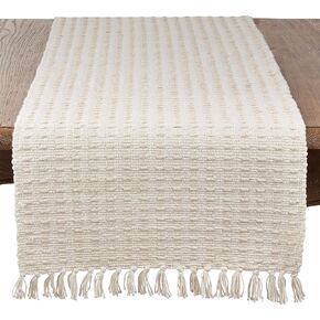 Saro Lifestyle Dashed Woven Table Runner, Natural, 16"x54"