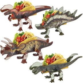 Funwares Original Dinosaur Taco Holders, Set of 4 Dino Taco Stands Value Pack, Feeds The Whole Family, Folds Flat for Compact Storage