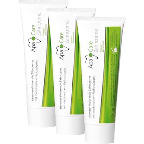 Zahnschmelz Zahnpasta - 3 Tuben | Die fluoridhaltige Zahnpasta für den Zahnschmelz Aufbau | Künstlicher Zahnschmelz für empfindliche Zähne | 3X 75 ml
